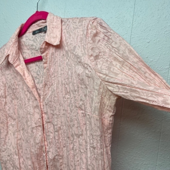 Apt.9 Embroidered Eyelet Soft Girl Fairy Prairie Cottage Pink Top Womens Medium - Picture 7 of 13